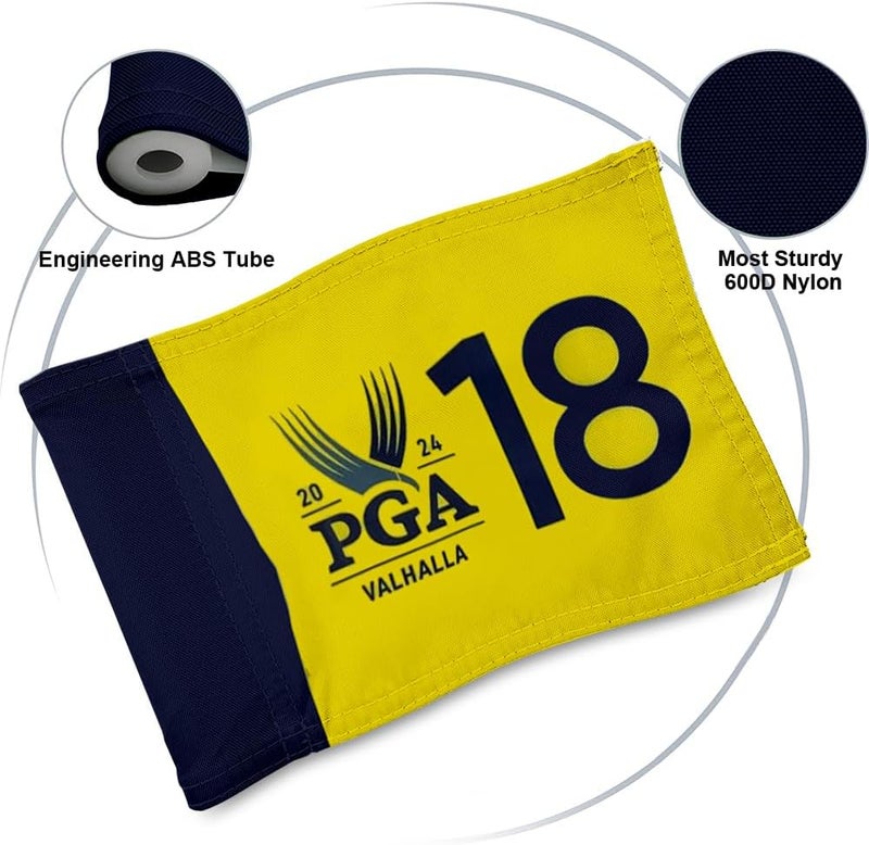 2BUT 2024 PGA Valhalla Golf Pin Flag Practic Putting Green Golf Flag For Backyard Garden Double-Sewn 600D Nylon Miniature Pin Flag Regulation Tube Flag(Yellow 8"x6") - Image 3